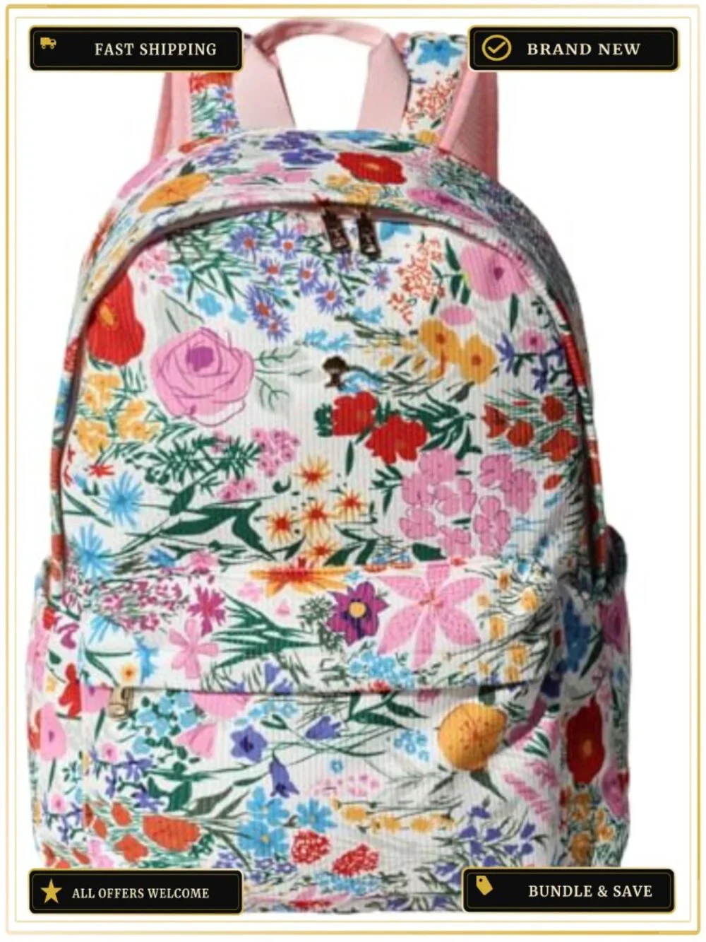 Corduroy Travel Backpack Waterproof Lightweight Padded Straps Laptop